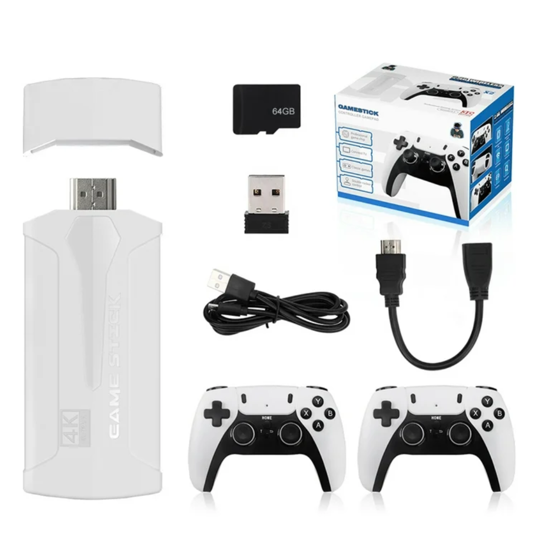 RetroStick 30K – Consola de Juegos HDMI con 30,000+ Juegos y Controles Inalámbricos