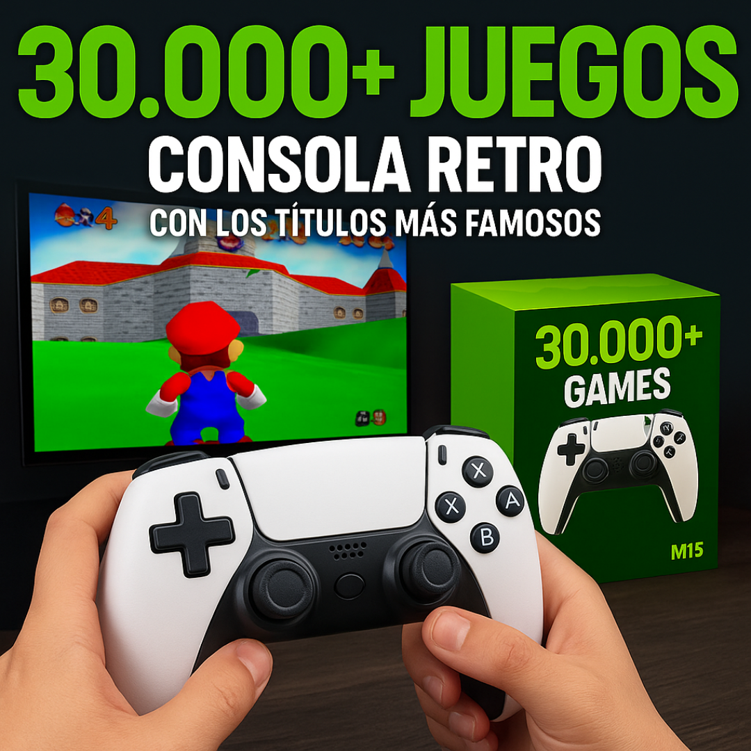 RetroStick 30K – Consola de Juegos HDMI con 30,000+ Juegos y Controles Inalámbricos