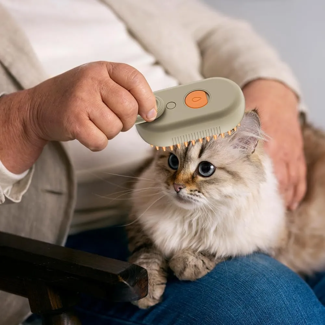 PetSteam ProBrush™ – Cepillo con Vapor 3 en 1 para Mascotas